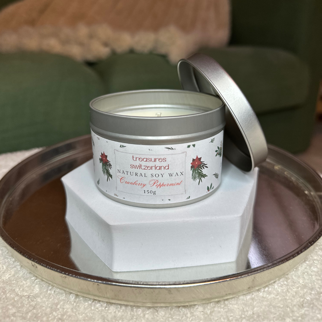 Christmas Candle Cranberry Peppermint scented
